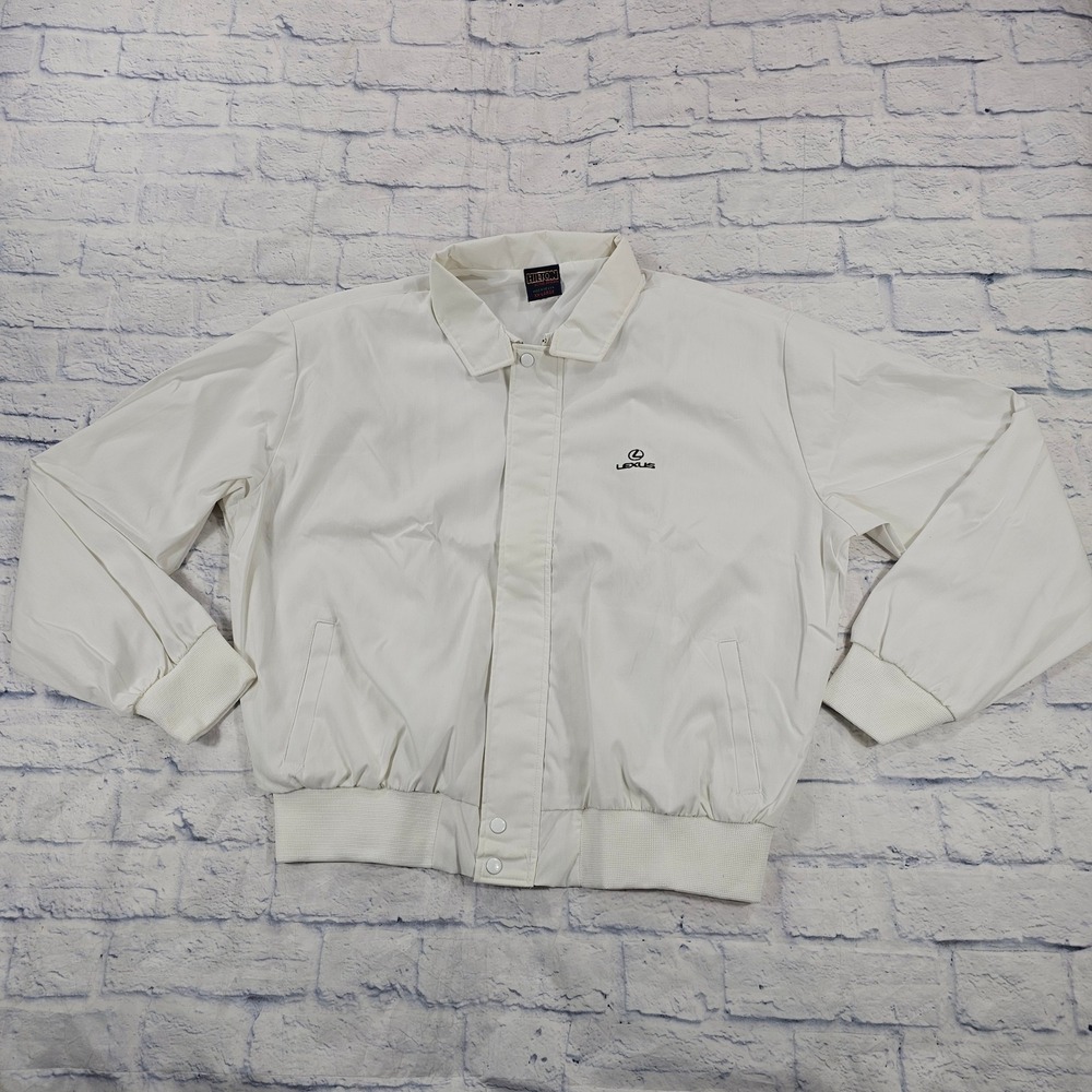 Hilton Lexus Jacket MEN XXL White Vintage Bomber Dealership Embroidered Logo USA